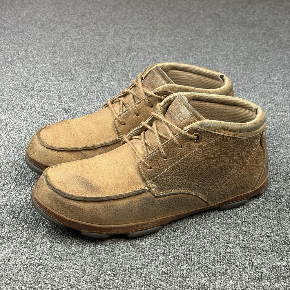 Olukai Hamakua Leather Chukka Boots Brown Moc Toe Casual Comfort Shoes Mens 10.5